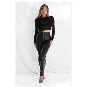 All Things Golden Second Skin Pants Womens Medium Black Faux Leather High Rise